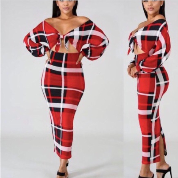 Plaid Bow Body-con Dress - Picture 1 of 1